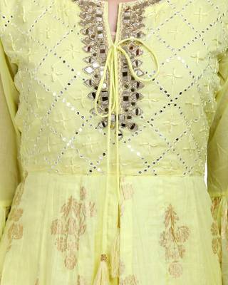 Yellow embroidered pure cotton salwar 5