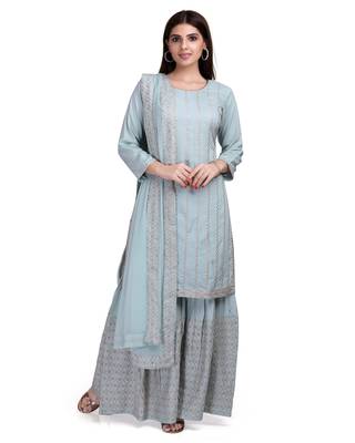 Grey embroidered rayon salwar 1