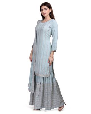 Grey embroidered rayon salwar 2