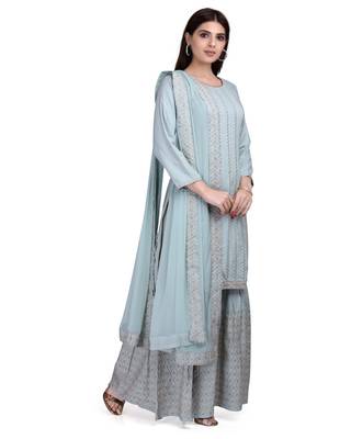 Grey embroidered rayon salwar 3