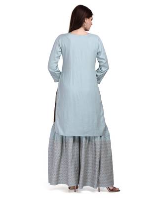 Grey embroidered rayon salwar 4