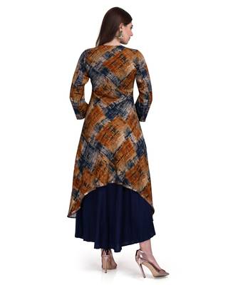 Brown Embroidered Long Ethnic Kurtis 2