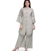 Grey embroidered rayon salwar