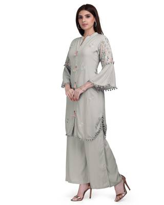 Grey embroidered rayon salwar 2