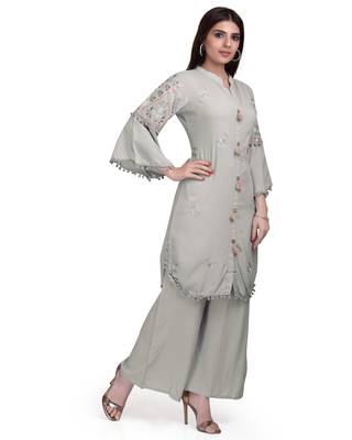 Grey embroidered rayon salwar 3