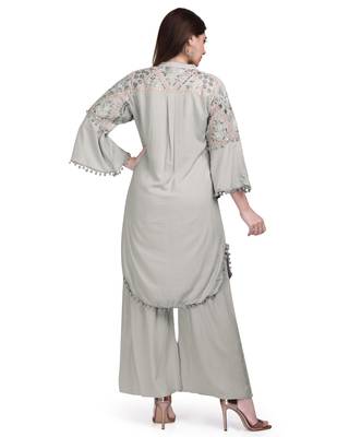 Grey embroidered rayon salwar 4