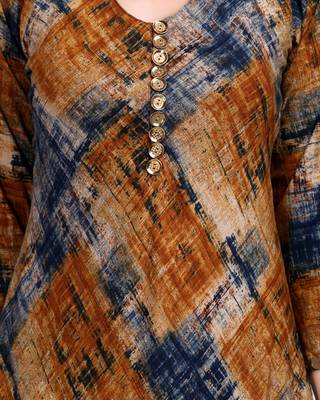 Brown Embroidered Long Ethnic Kurtis 5