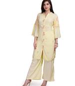 Yellow embroidered rayon salwar