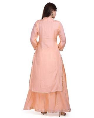 Orange Embroidered Long Ethnic Kurtis 2
