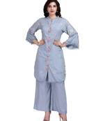 Blue embroidered rayon salwar
