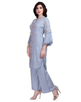 Blue embroidered rayon salwar 3