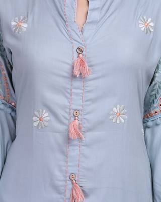 Blue embroidered rayon salwar 5