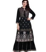 Black Embroidered Long Ethnic Kurtis