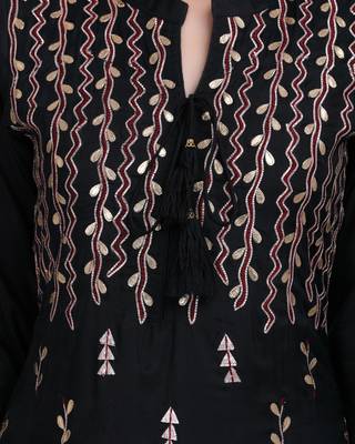 Black Embroidered Long Ethnic Kurtis 5