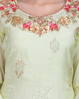 Green embroidered cotton silk salwar 5