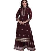 Maroon embroidered pure cotton salwar