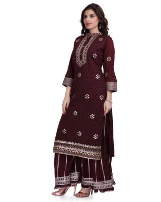 Maroon embroidered pure cotton salwar 2