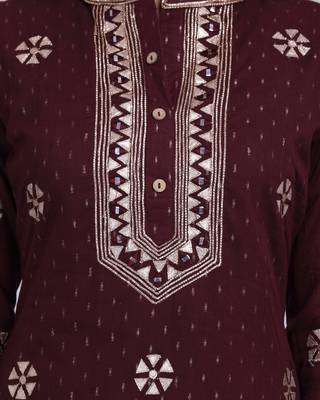 Maroon embroidered pure cotton salwar 5