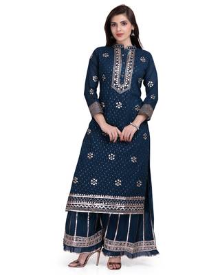 Blue embroidered pure cotton salwar 1