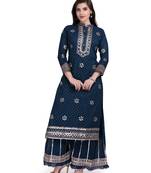 Blue embroidered pure cotton salwar
