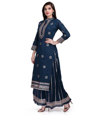 Blue embroidered pure cotton salwar 2
