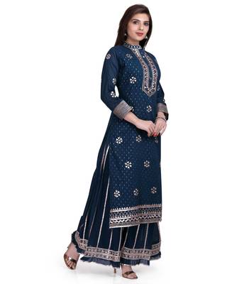 Blue embroidered pure cotton salwar 3