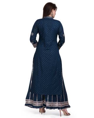 Blue embroidered pure cotton salwar 4
