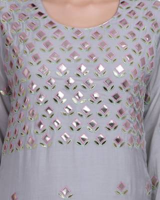 Silver Embroidered Long Ethnic Kurtis 5