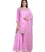 Pink embroidered cotton silk salwar