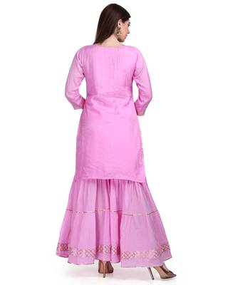 Pink embroidered cotton silk salwar 4