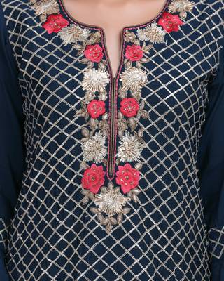 Blue embroidered cotton silk salwar 5