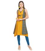 Mustard printed rayon party-wear-kurtis