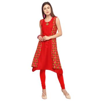 Red printed rayon party-wear-kurtis 1
