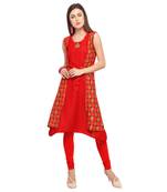Red printed rayon party-wear-kurtis