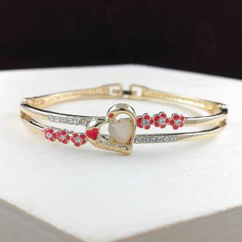 Saizen Bracelets For Women Gold Plated Crystal Bracelet Bangle Jewellery For Girls And Women 1