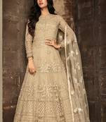 Beige embroidered net salwar