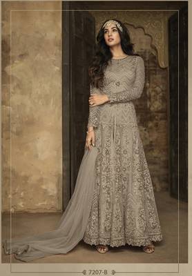 Grey embroidered net salwar 1