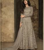 Grey embroidered net salwar