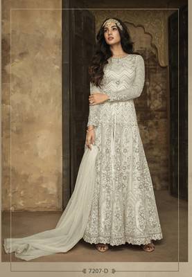 White embroidered net salwar 1
