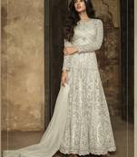White embroidered net salwar