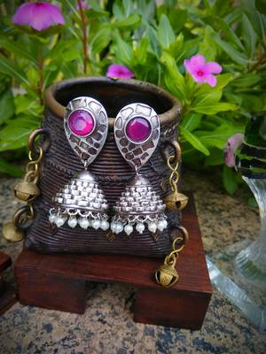 Oxidised Metal Silver Earring 1