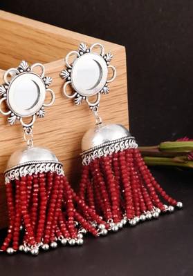Oxidised Metal Silver Earring 1