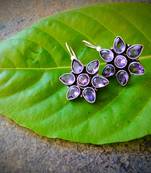 Oxidised Metal Glass Kundan Earring