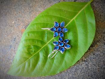 Oxidised Metal Glass Kundan Earring 1