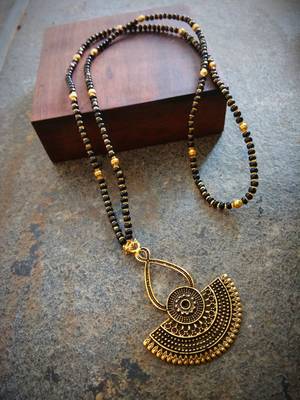 Oxidised Metal Antique Gold Mangalsutra 1