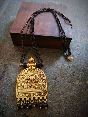 Oxidised Metal Antique Gold Mangalsutra 1