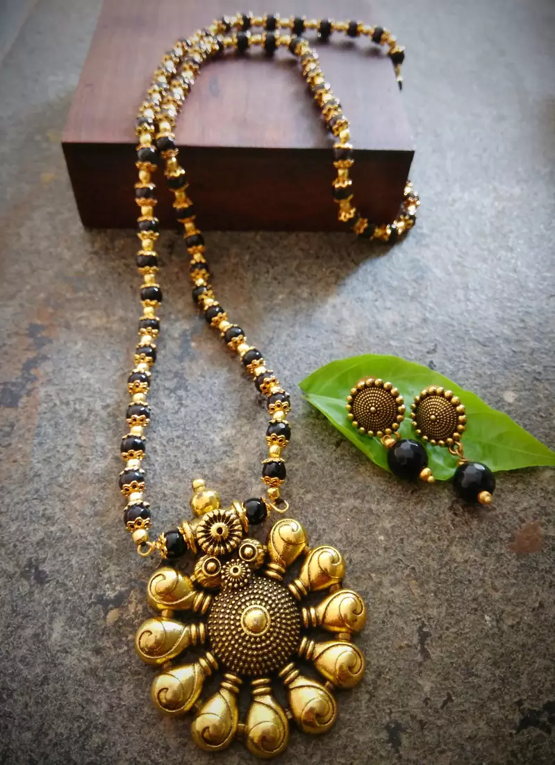 Oxidised Metal Antique Gold Mangalsutra