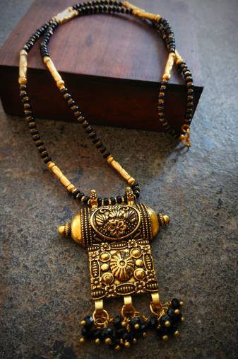 Oxidised Metal Golden Mangalsutra