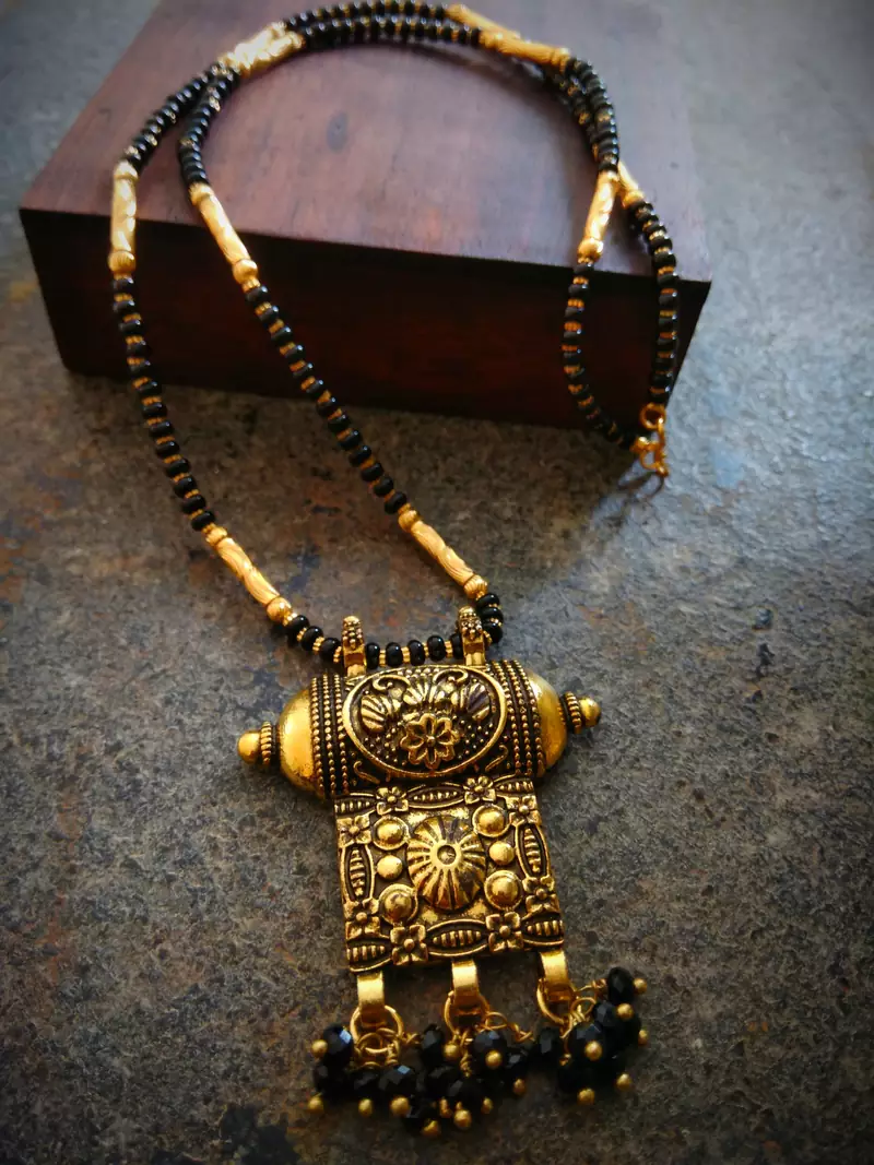 Oxidised Metal Golden Mangalsutra