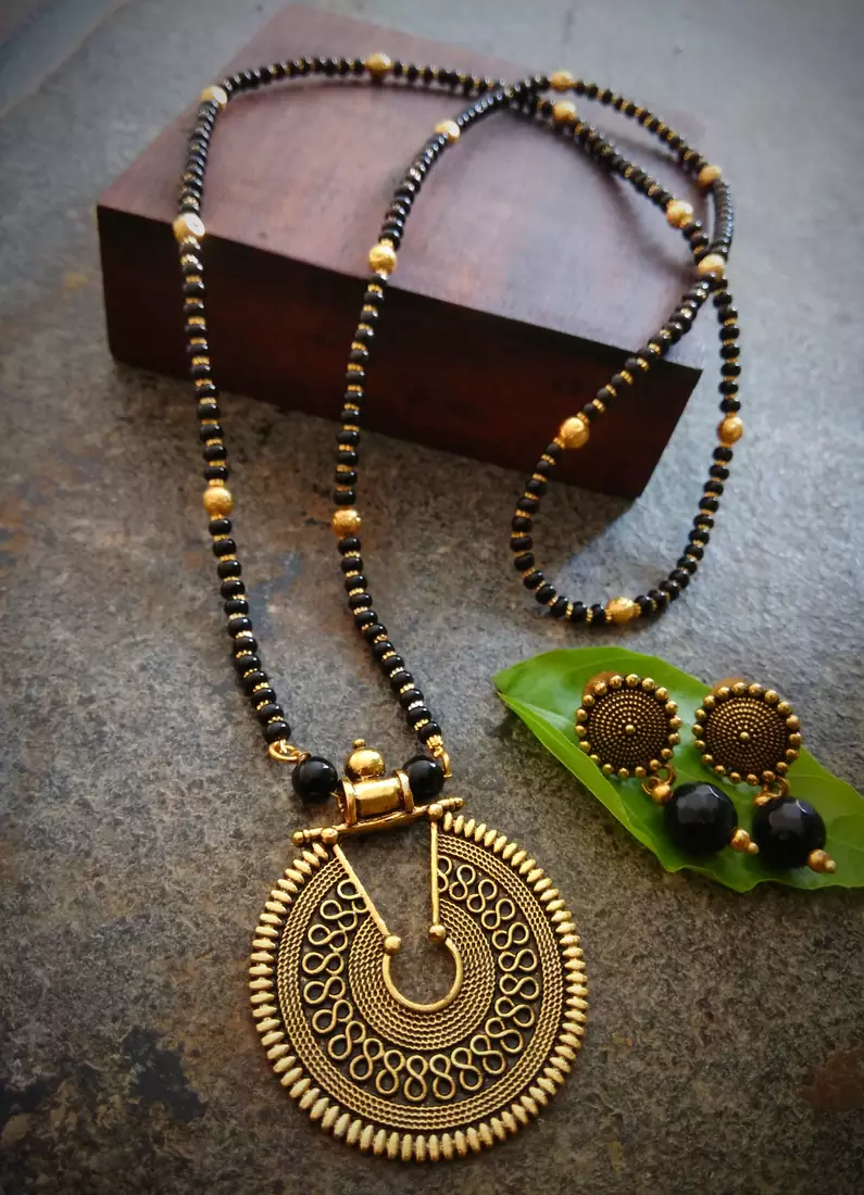 Oxidised Metal Antique Gold Mangalsutra
